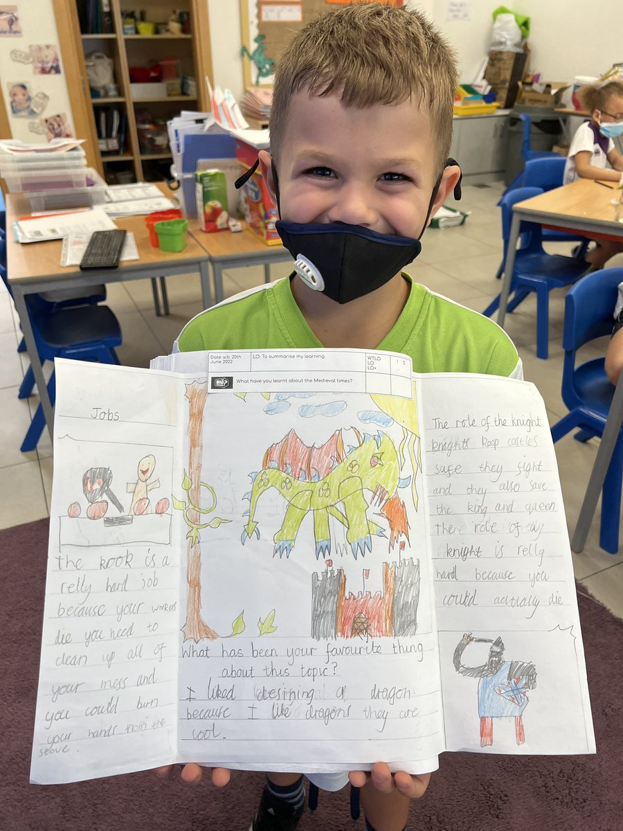 KCD_Year2's tweet photo. Showcasing our ‘Castle and Knights’ learning with a leaflet! 🏰 🐉 So much hard work and effort put into these! As well as fantastically creative drawings 🎨 a great way to finish a topic! @KentCollegeDXB https://t.co/VVEjsY8WyU