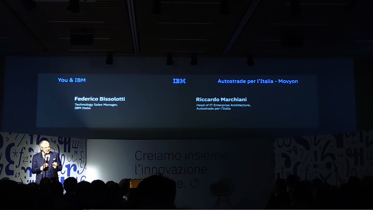 BP_Italy's tweet photo. Sul palco di #YouandIBM i passi che hanno portato alla nascita di Argo, il sistema digitale di monitoraggio e gestione delle infrastrutture di Autostrade (@MyWayASPI) che permette quotidianamente a 200 ispettori di monitorare una rete di circa 4mila tra ponti e cavalcavia https://t.co/eDVoKHpxfM
