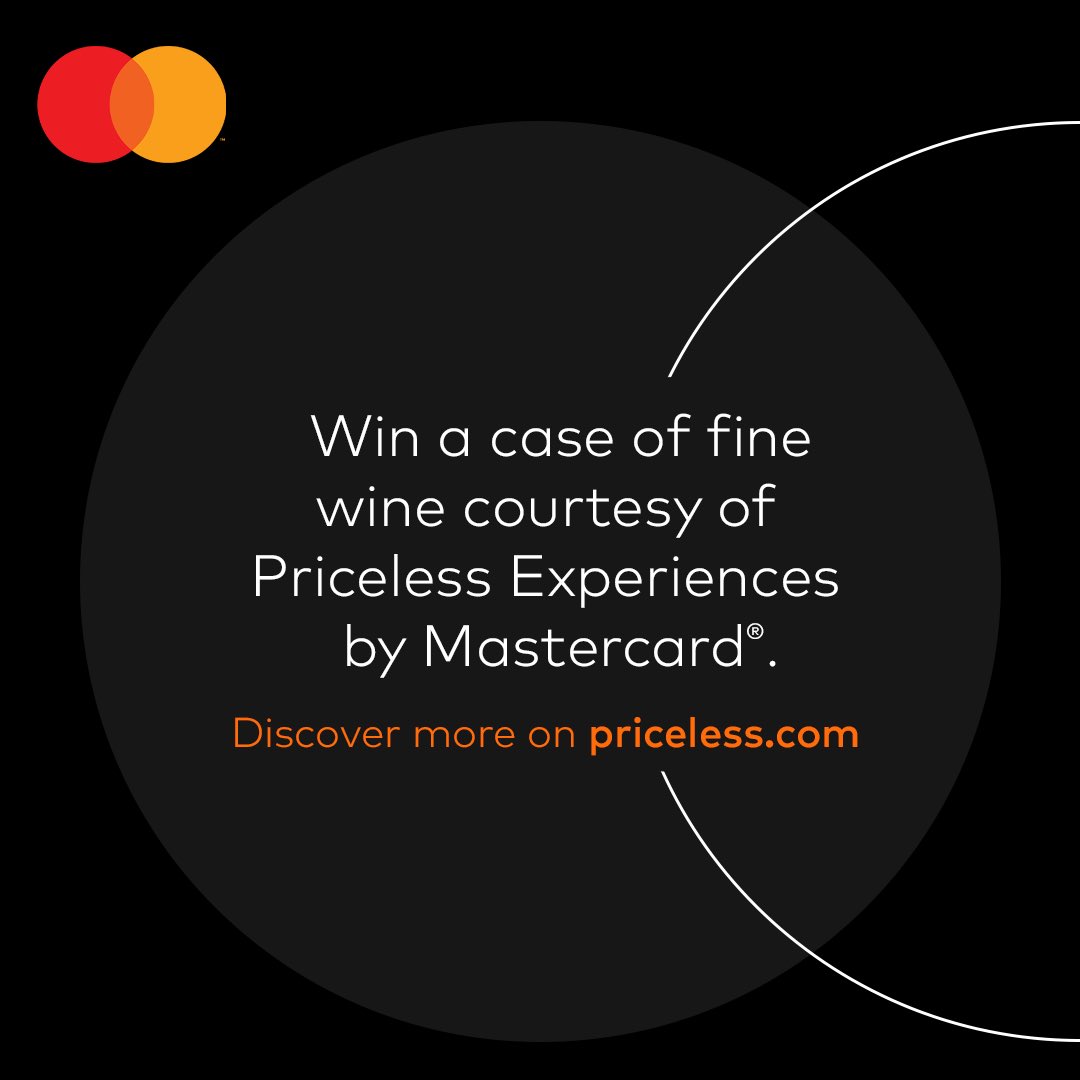 1. Tell us the 3 ingredients that make up your recipe for life (food,music and wine is mine 🤩)
2.RT & Tag 3 friends who would join the conversation
3.Follow @MastercardMEA 

#Priceless #PricelessExperiences #TasteTheGoodLife #Wine #CapeTown
