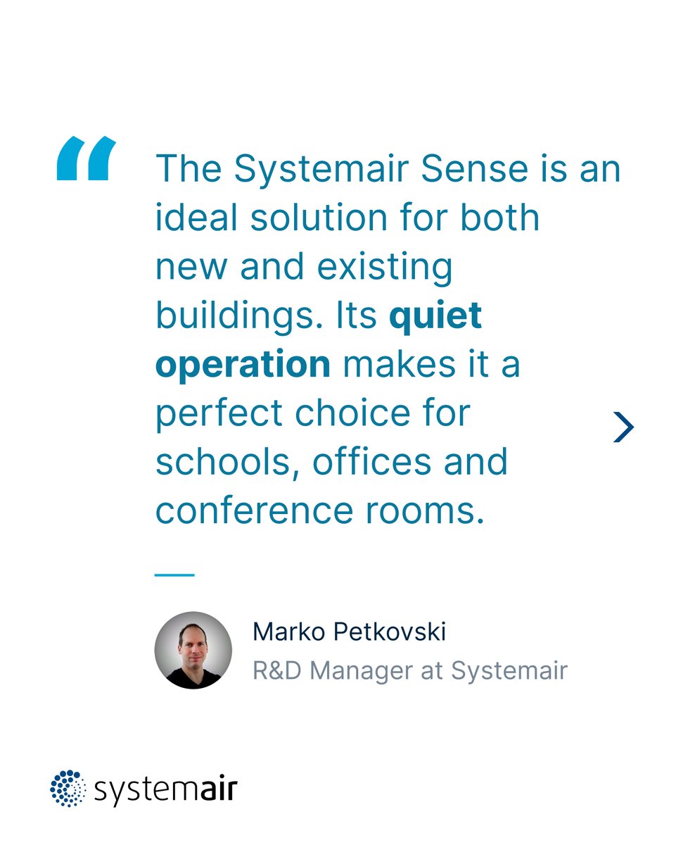 systemair's tweet image. The Systemair Sense decentralised compact AHU is so silent that you don’t even realise it’s there, ensuring the fresh air supply needed for better learning and concentration. This makes it a perfect choice not only for schools, but also in offices and conference rooms.