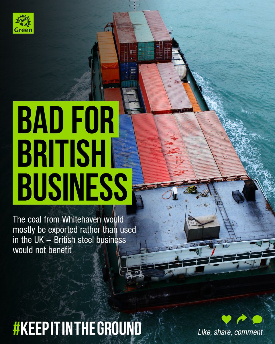 #Cumbriacoalmine fact 2:

Steel experts say this high-sulphur coal has very limited UK use, won't displace a single tonne of Russian imports, &amp; most will be exported abroad

This mine is bad for British business

Tag &amp; tweet your MP 📝:
edm.parliament.uk/early-day-moti…

#keepitintheground