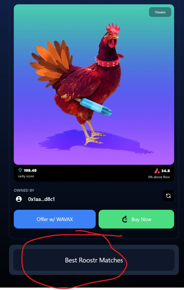 Viperxl007's tweet photo. Whatever you do @0xCampfire don't stop building! Connecting the native @chikn_nft marketplace into your marketplace so you don't miss a listing was brilliant. Adding the button to match your Chikn to a Roostr is some next level stuff! #AVAXNFT #BuildInABear https://t.co/IPUgEuSWl1