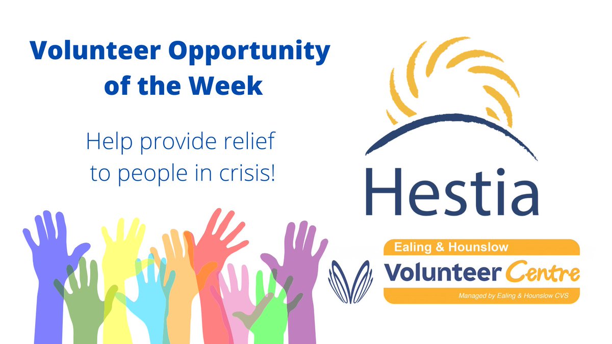 EalingVC's tweet photo. *Opp of the Week*

@Hestia1970 are looking for #volunteers across #WestLondon to support people in crisis!

There are so many ways you could help, from general support  to sharing your expertise in specialist therapies!

Find their latest roles! https://t.co/VrC5jaQBPf https://t.co/zxymyX6gCV