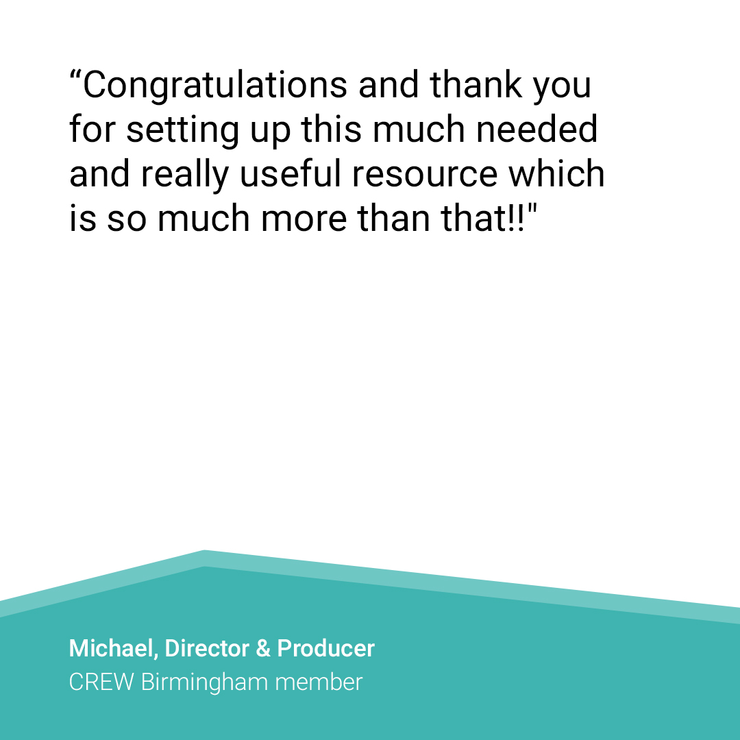 CrewManchester's tweet image. Huge thanks to Director &amp;amp; Producer @michaelbctweets, CREW Birmingham member, for his recent feedback; "Congratulations and thank you for setting up this much needed and really useful resource which is so much more than that!!" Visit crewmanchester.co.uk to join your local crew
