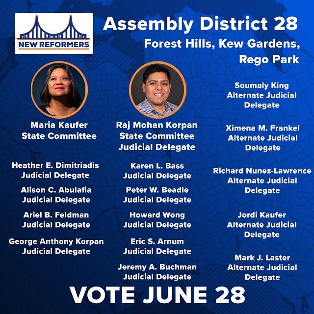 mariteskaufer's tweet photo. We're out at AD 28 pollsites today for @AnaMariaforNY @AndrewHevesi, Karen Lin & Thomas Oliva for Civil Court Judge, & @NewReformersNY AD 28 candidates for unpaid/volunteer Democratic Party positions ๐ณ
#GOTV
#democracy
#CQuID
#QCC4ALL
#NewReformers https://t.co/jgK0M8ihJH