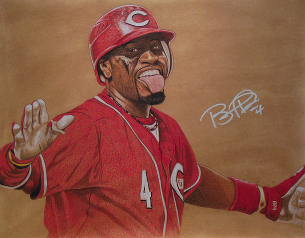 NaughtonArt's tweet photo. Brandon Emil Phillips was born on this date in, 1981 in Raleigh, North Carolina. #BrandonPhillips @DatDudeBP Thanks for your kindness through the years! #Cincinnati #Reds #Sportsart @LexingtonLegend #LexLegends https://t.co/98MTGrLha5