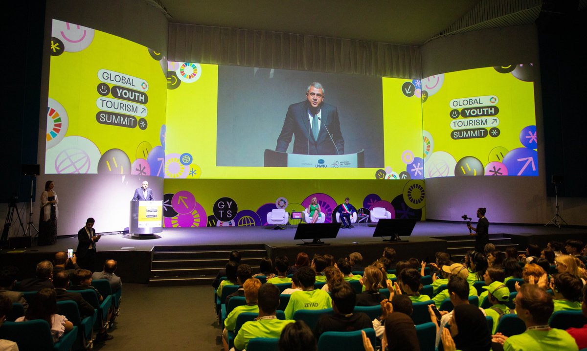 UNWTO's tweet photo. 📸 @UNWTO's first #GlobalYouthTourismSummit opening ceremony.

Training and empowering young people, we will be able to transform tourism and build a sector that is ready to provide solutions to the biggest challenges facing our economies and societies. https://t.co/MXTq5RChu9
