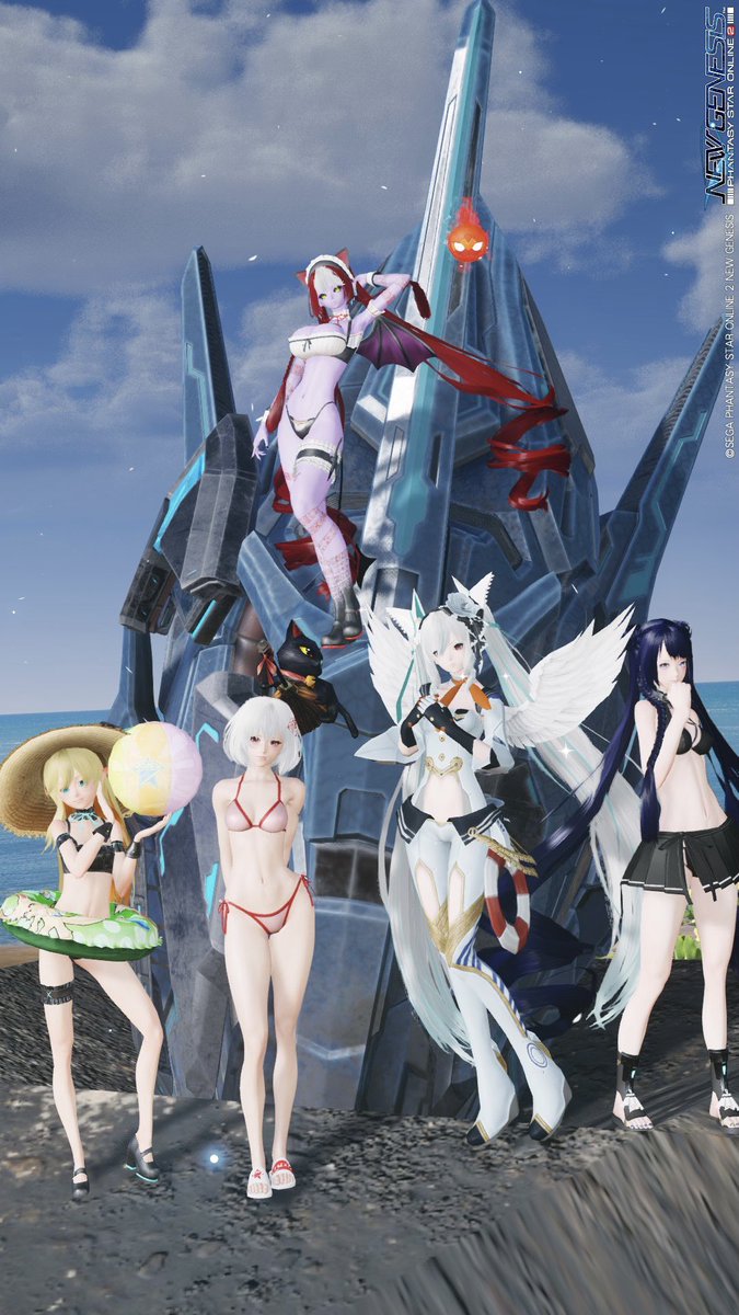 Dvergr_T's tweet photo. #メンテの日なのでssを貼る 
ここ数日とても暑かったのでチムメンと海で撮影会しました https://t.co/d8w8wOz1KM