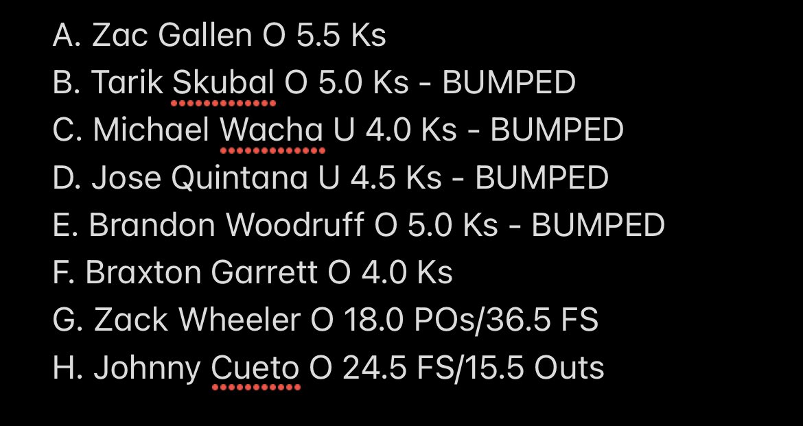 BallgameBets's tweet photo. #GamblingTwitter Got my full list!!!
Lots of bumps, and would fade at those numbers. 

Just want to get this out to y’all. 

#MLB #PrizePicks #DFS https://t.co/U4M4Pl0LDf