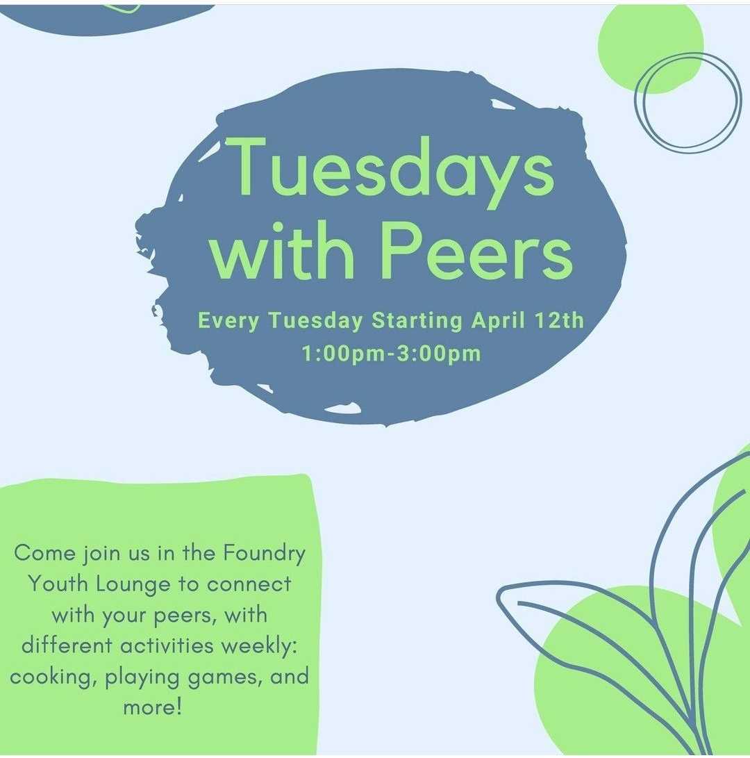 FoundryKelowna's tweet photo. Tuesdays with Peers is happening this afternoon. Come by Foundry Kelowna's Youth Lounge between 1 and 3pm and hang out!

100-1815 Kirschner Rd. Kelowna #peersupport #peerconnection #youthmentalhealth #wellbeing #peers https://t.co/dWb7wSmjhF