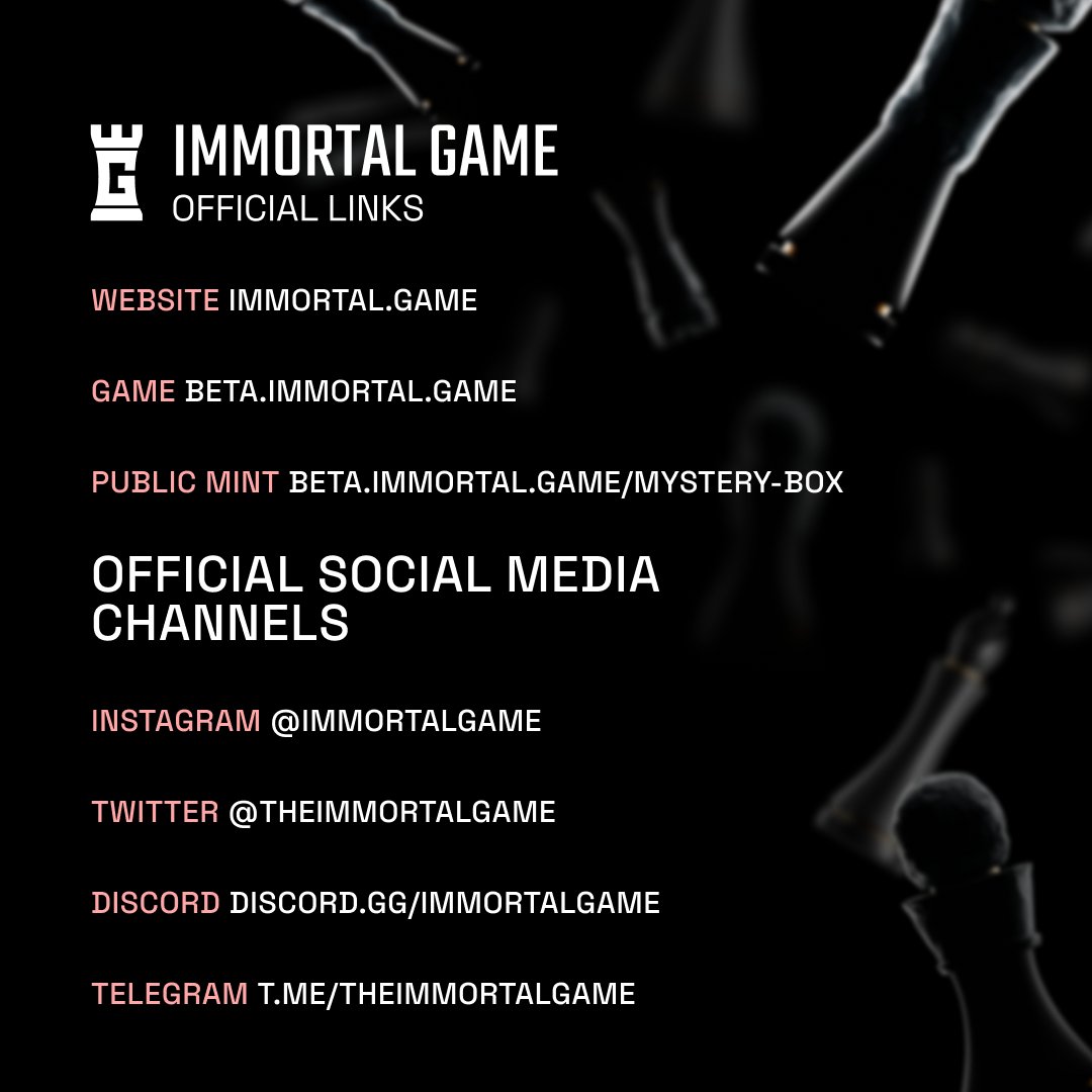 TheImmortalGame's tweet photo. These are Immortal Game's OFFICIAL LINKS 🔗 https://t.co/wEa4Cl5Qtp