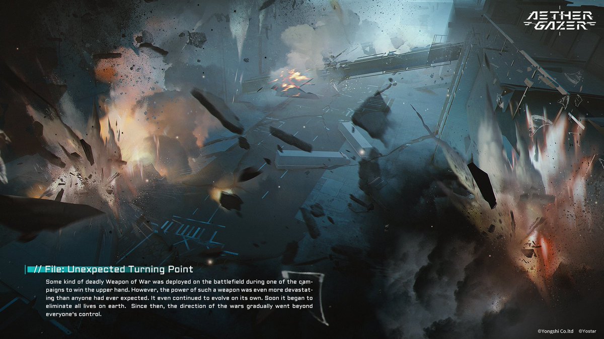 AetherGazerEN's tweet photo. [File: Unexpected Turning Point]

Some kind of deadly Weapon of War was deployed on the battlefield during one of the campaigns to win the upper hand. Since then, the direction of the wars gradually went beyond everyone's control.

#AetherGazer #OldWorldFiles #Yostar https://t.co/beKBfmmToC