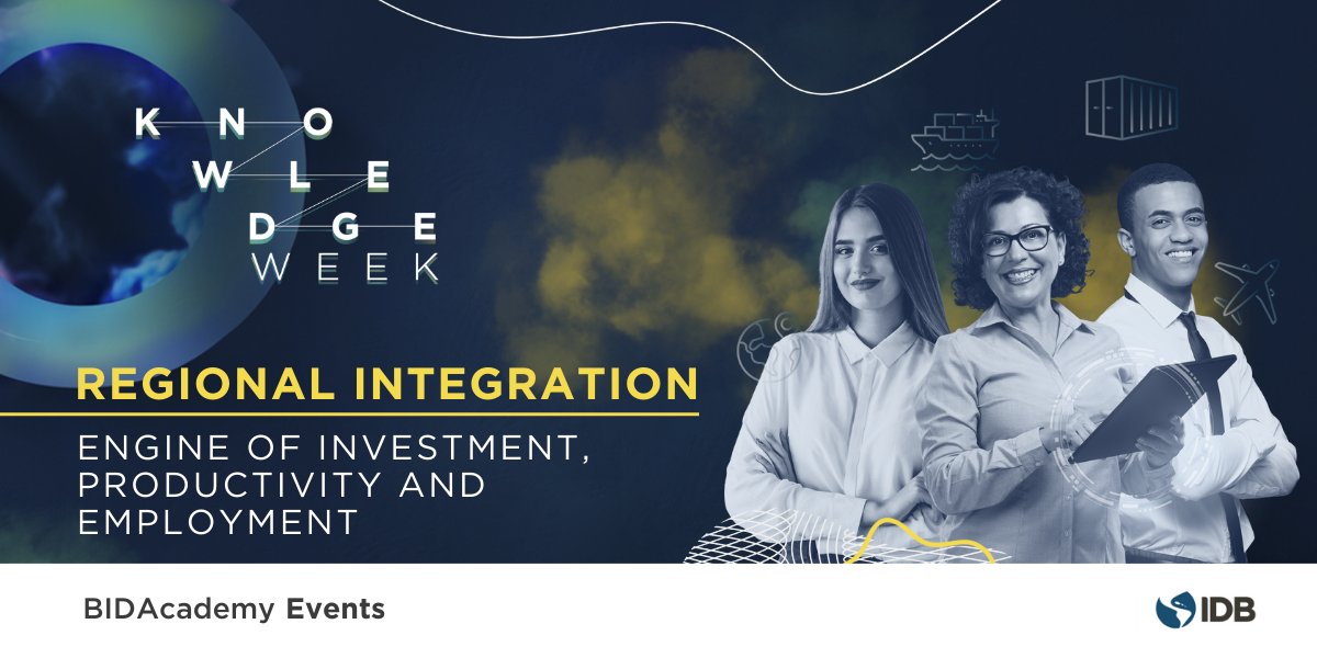 the_IDB's tweet photo. LIVE NOW: Tune in to the #BIDAcademy Knowledge Week. We are talking about the new trends in the world economy: What changes for the integration of #LatinAmerica and the #Caribbean? https://t.co/h4nkwggxwP #IDBConnectsKnowledge https://t.co/cVgVbJuBi4