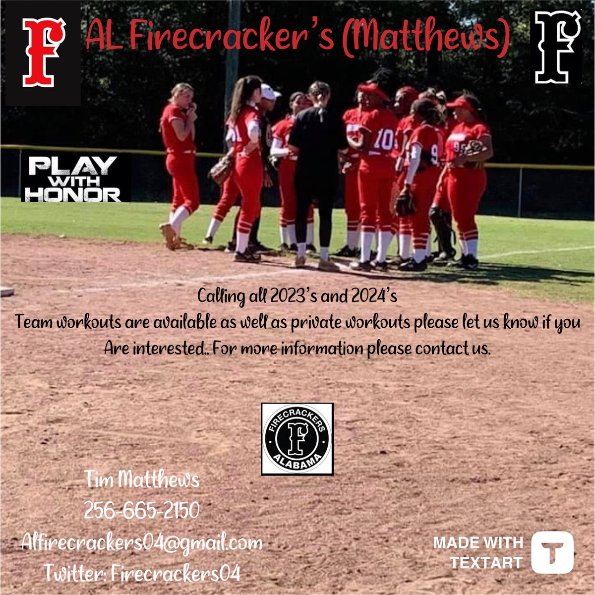 Please share and help us spread the word.. We are losing 5 senior’s and we are looking for hard working and dedicated softball players..