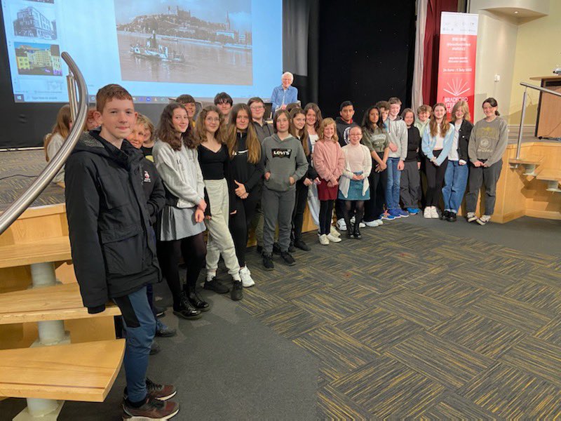 MrCarrPE's tweet photo. @Ilkleygrammar Year 8 students attended the @BradfordLitFest today. They met a Holocaust survivor and discovered all about Anne Frank https://t.co/TH1ltBp5NL