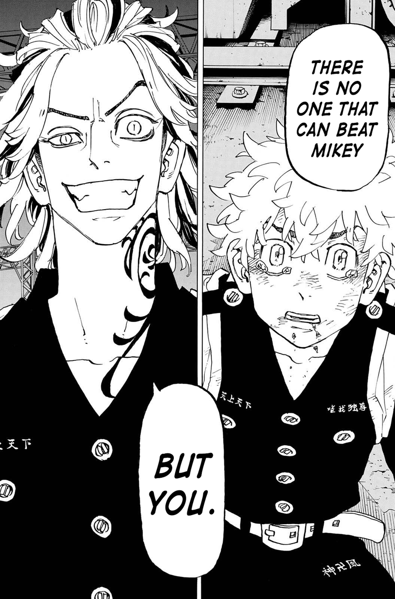 keisfangs's tweet photo. #TokyoRevengers259 #TR259 

i never thought i would see taiju under the command of anyone, but there he is calling takemichi captain, showing him respect and telling him that only he can defeat mikey bc he really believes it, amazing https://t.co/RMoXmT1m1k