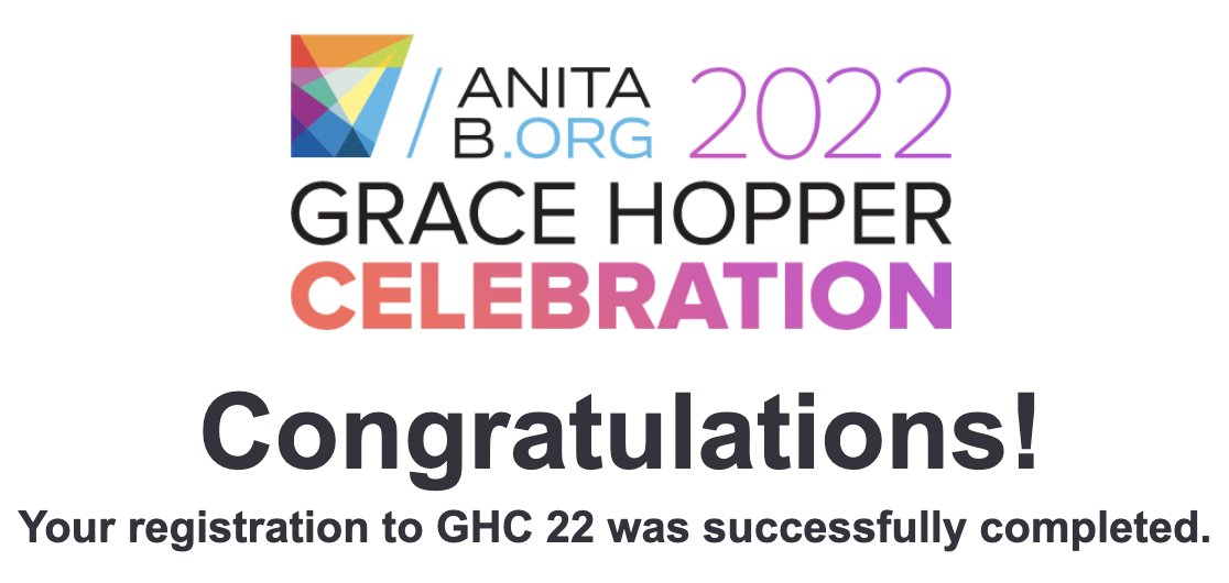 MerTheOsa's tweet photo. Huzzah! I've missed in-person #GHC, can't wait to see you all in September 💻👩‍💻 https://t.co/43a60KugG2