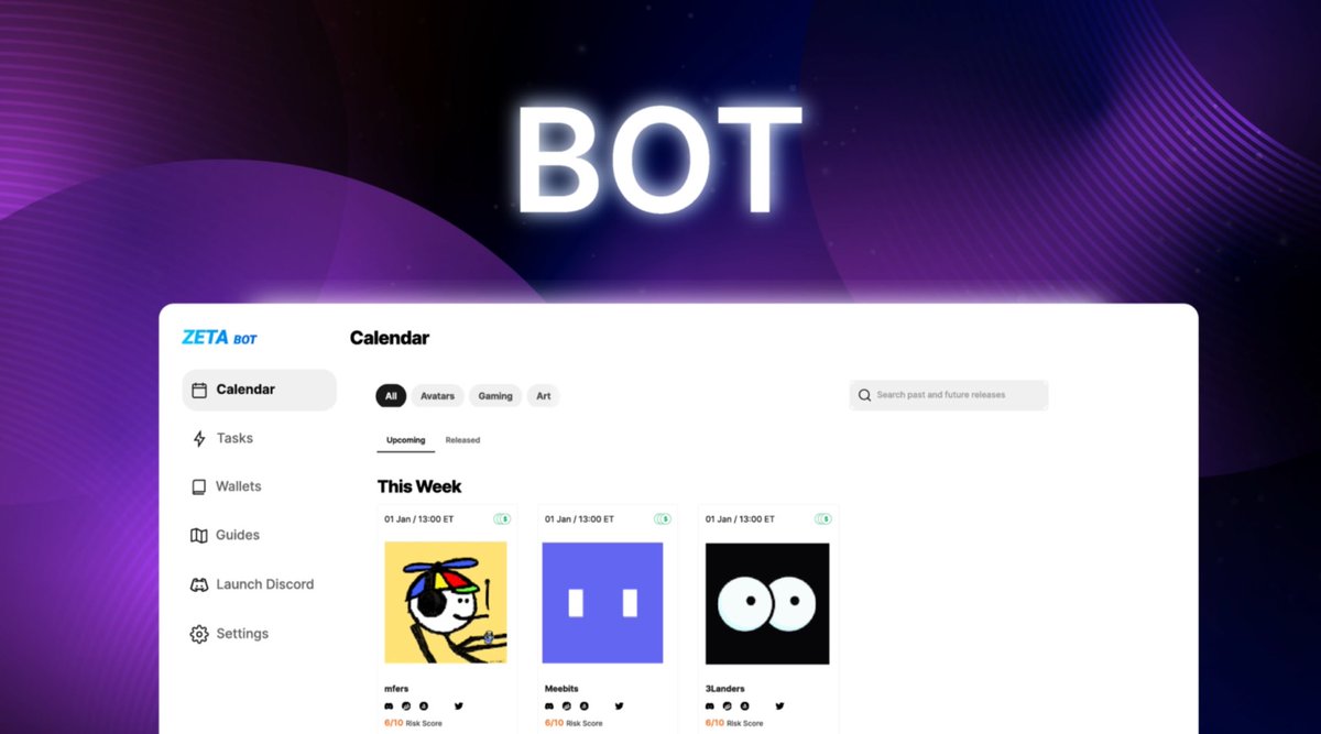 zeta_io's tweet photo. Introducing the Zeta NFT bot ⚡

We’re currently invite only with exclusive partners. Learn more about our features, future plans and how you can get access below 🧵 https://t.co/5LTYwPClAc