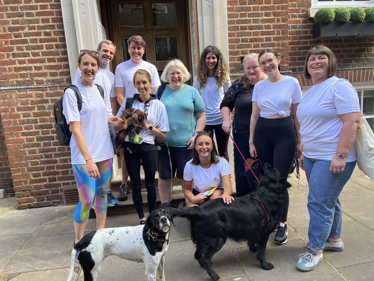 SBRBrackley's tweet photo. A solid dog to human ratio for the @PumpCourt #LondonLegalWalk team! @SarahTyner2 @StephaniePain19 @rubahu @pejmertens @TimSalisburyBar @AliceScott14 https://t.co/uD4TJn1UI8