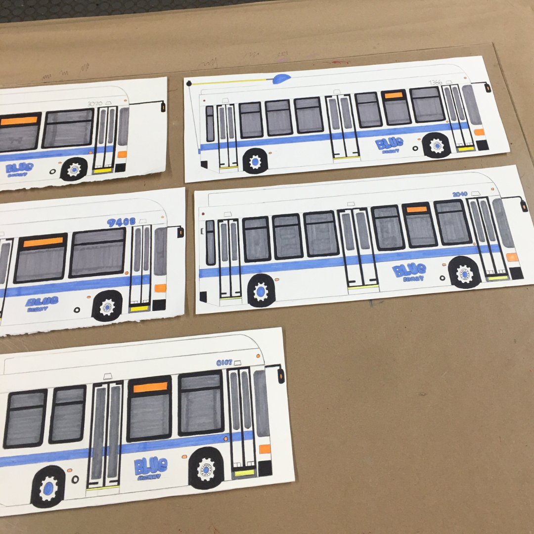 creativityxplrd's tweet photo. #CharlesStanberry has been busy working on a series of new drawings of buses. ๐
His ever-expanding fleet is remarkably detailed. Each bus is assigned its own number and displays an original logo reading "Blue Beast." Keep creating, Charles!
#ArtChangesLives #artist #drawing https://t.co/1zbdfe9IRG