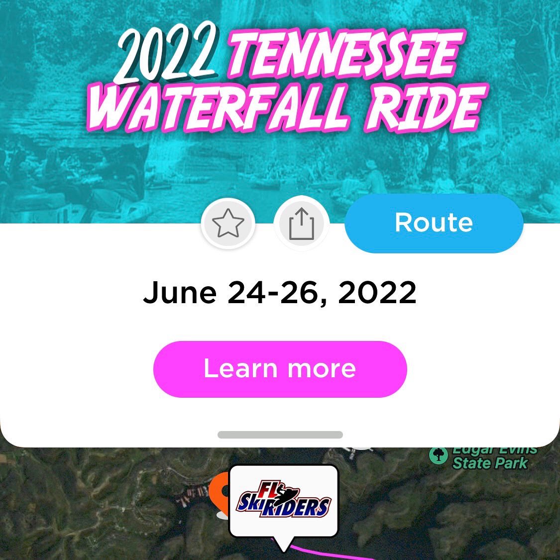 KnowWake's tweet photo. Last weekend the @flskiriders annual TN Waterfall Ride and the @mississippiskiriders Missabama group rides that both took place during perfect weather and used @knowwake to find the launch and stop areas, meet up w/ friends along the run and find hotels and gas stops in between - https://t.co/esVgc1q5wn