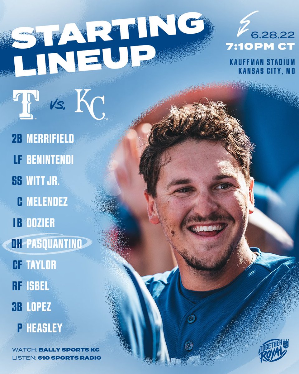 Royals's tweet image. Vinnie Pasquantino is set to make his MLB debut tonight as our series vs. Texas continues.

#TogetherRoyal