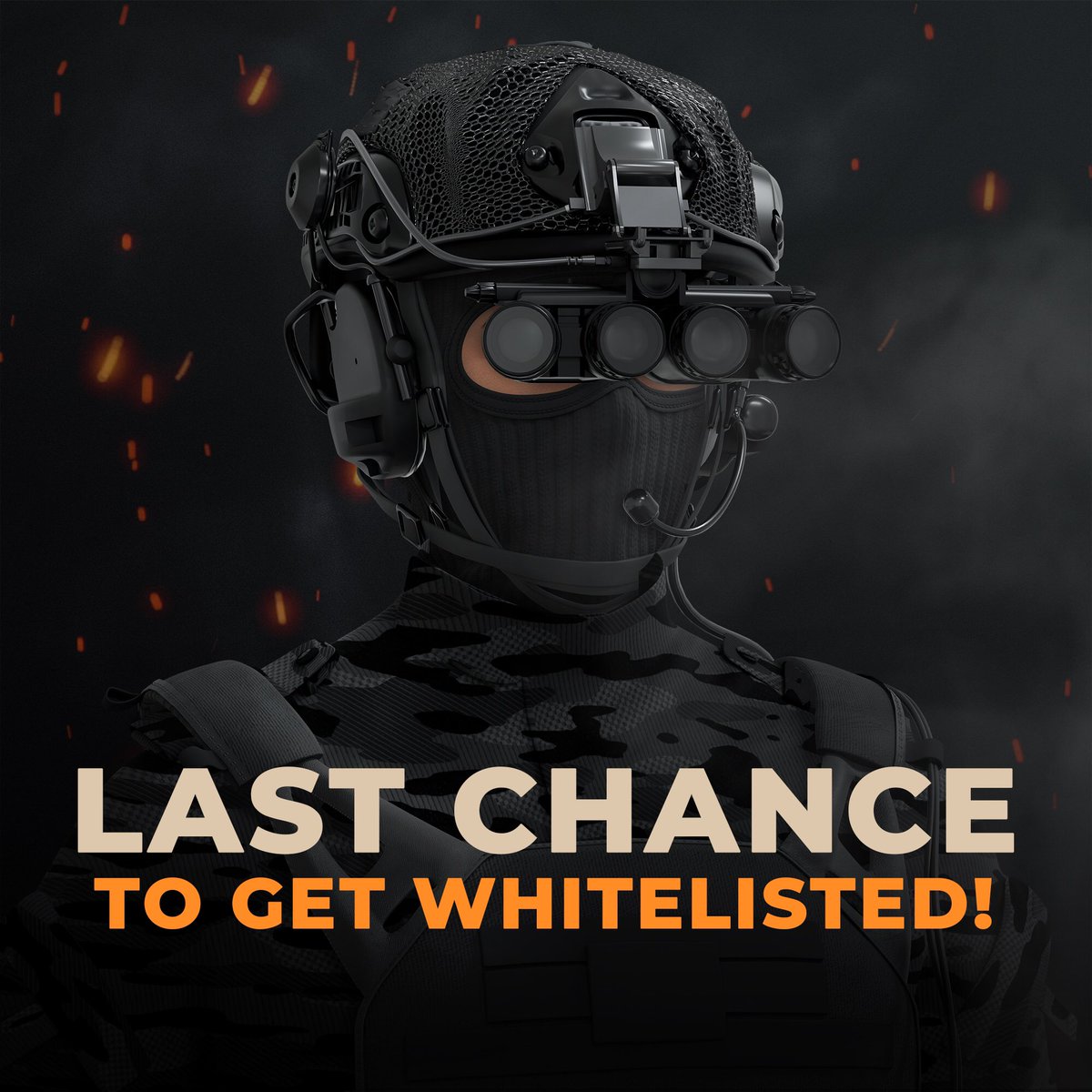 🚨 LAST CHANCE TO WL 🚨

We’ll be raffling some final WL spots before our mint on 2nd of July. 🪖

Register for the WL raffle👇
forms.gle/QQoBcJmh3ew5gj…

We’re also hosting a HUGE giveaway. Giving away: 
• $1000Ξ
• 5 MFA NFT’s

RT, Like &amp; Tag friends to win.🎖