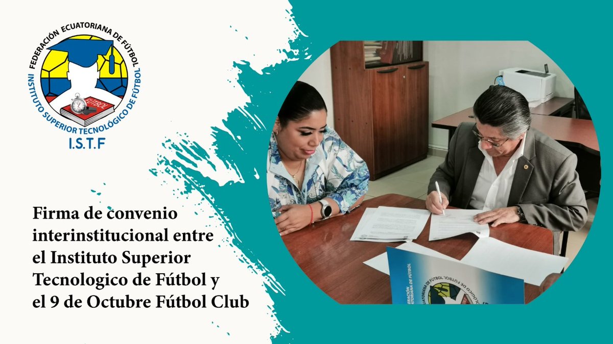 ISTFGYE's tweet image. Firma de Convenio Interinstitucional entre el ISTF y el 9 de Octubre F. C