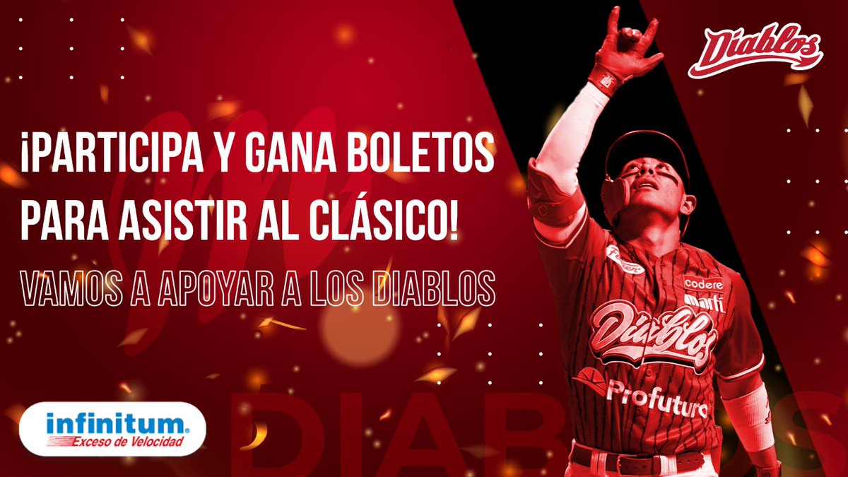 infinitum's tweet photo. ¿Quieren asistir al clásico de clásicos? ¡@DiablosRojosMx con #Infinitum te invitan! Prepárate para participar por uno de los pases cuádruples que tenemos. ¡Da RT que ya viene la dinámica!
🎟️#Boletos
👹#DiablosRojos https://t.co/8OeN6gnOtm