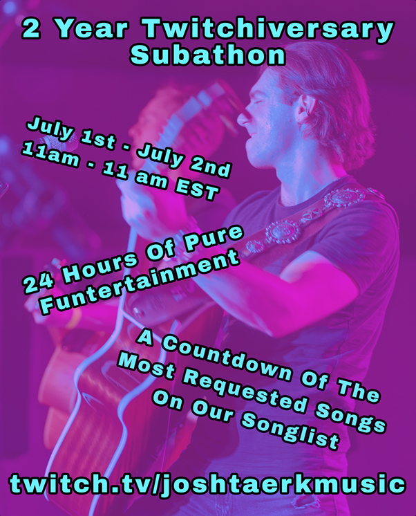 Maryanne_Letham's tweet photo. This wonderful soul is having a party on Twitch thanks to it being his 2 year anniversary so why not go give him a follow smash the like button! Join @JoshTaerk Friday 1st July for his very first 24 hour stream! Chaos will ensue! https://t.co/55MkUm1bEh