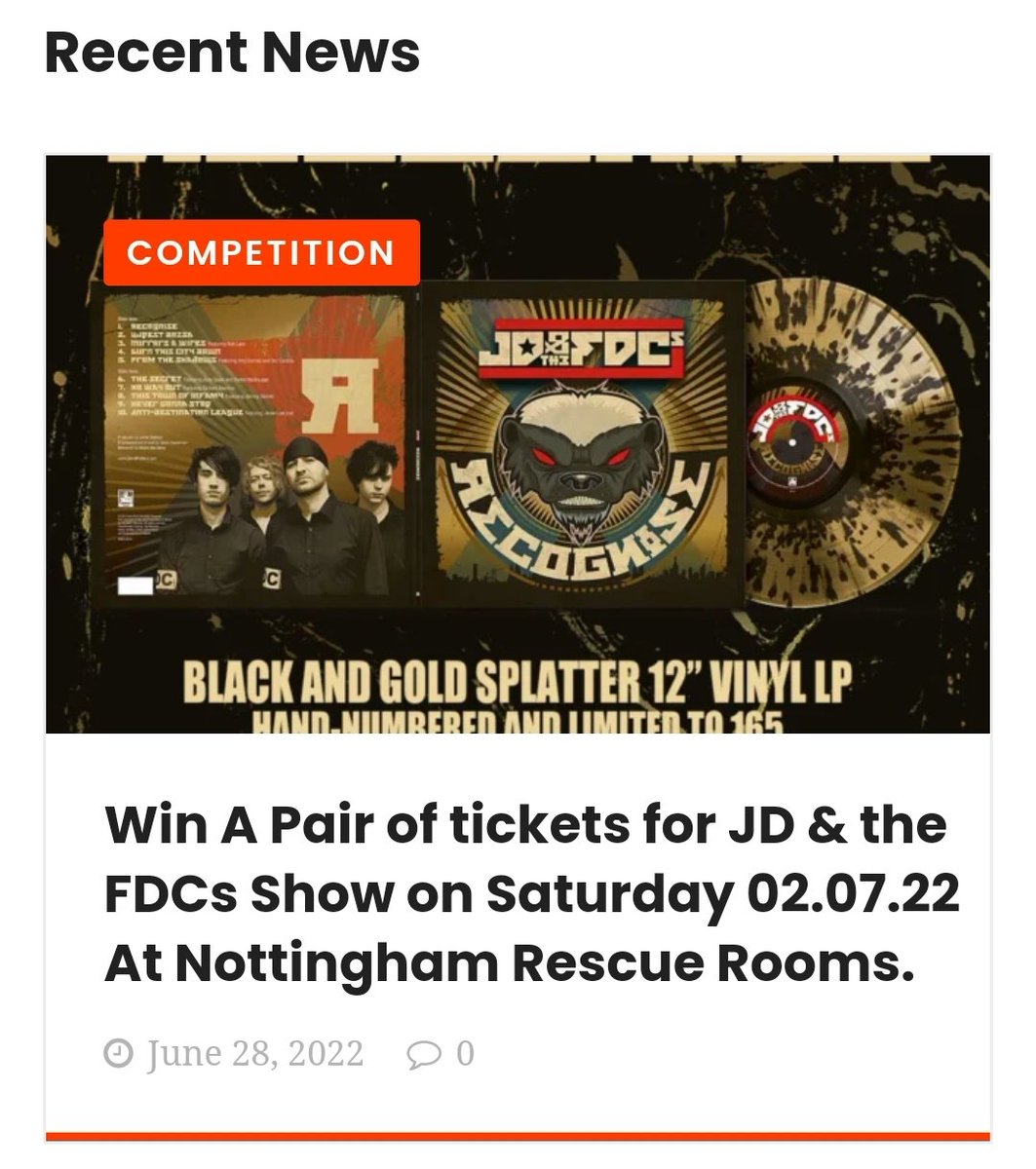 rpmonline.co.uk/?p=19185 competition time. 48 hours to win yourself a pair of tickets for JD &amp; the FDCs return to the stage. Hit the link -recognise and get a shift on.