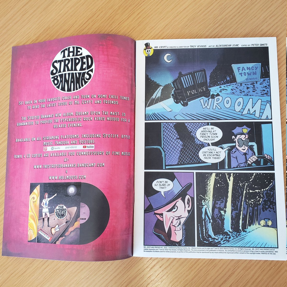 Check out the latest issue of Mr. Crypt & Friends from Alterna Comics - inside cover ad featuring our record! Awesome comic #comicbooks #comic #indiemusic