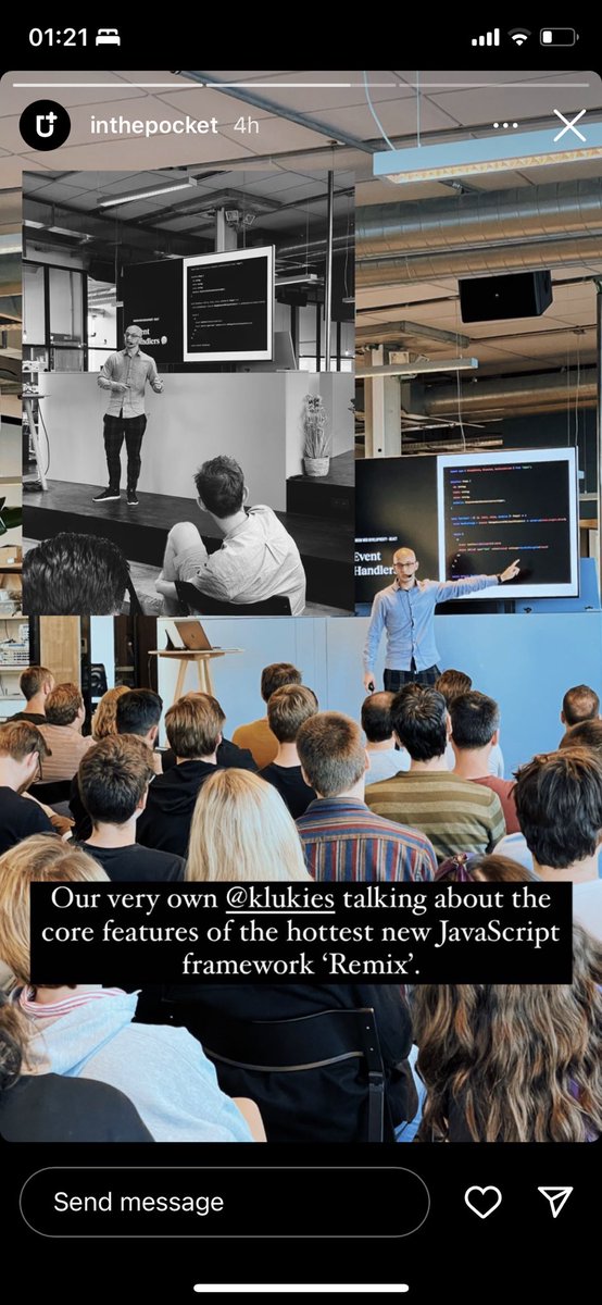 Experimenting with <a href="/remix_run/">Remix 💿</a> and enjoying it that much you talk about it’s core features during <a href="/fronteersbe/">Fronteers Belgium</a> meetup yesterday.

Other talks by <a href="/bramus/">Bramus</a> about css &amp; <a href="/Mamboleoo/">Mamboleoo</a> about svg’s were also on point! 

Another great evening for the web 🤓