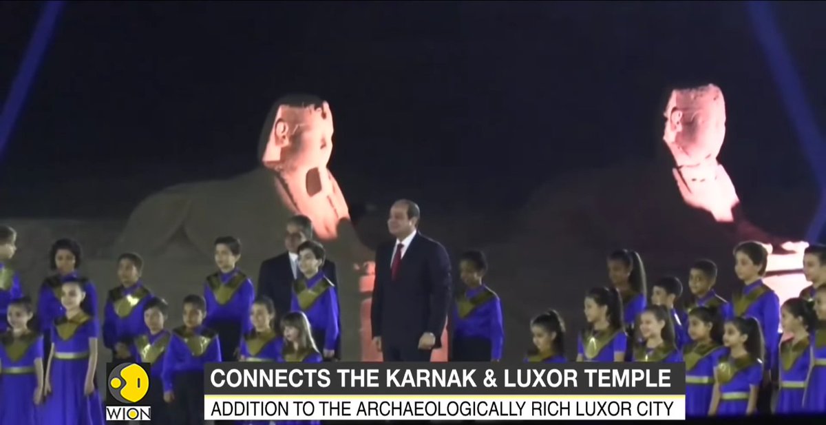 BasedBarzal's tweet photo. @AlexeiArora @Avantgarde_77 Ceremony honoring the restoration of Egypt's ancient temples. Note the beauty of the women &amp; prominence of the ancient Gods.

Not a coincidence. The (retired) 🇺🇲 military official responsible for elevating Sisi values these things spiritually.

He knew Morsi planned to burn them. https://t.co/Al3EwgSJxW