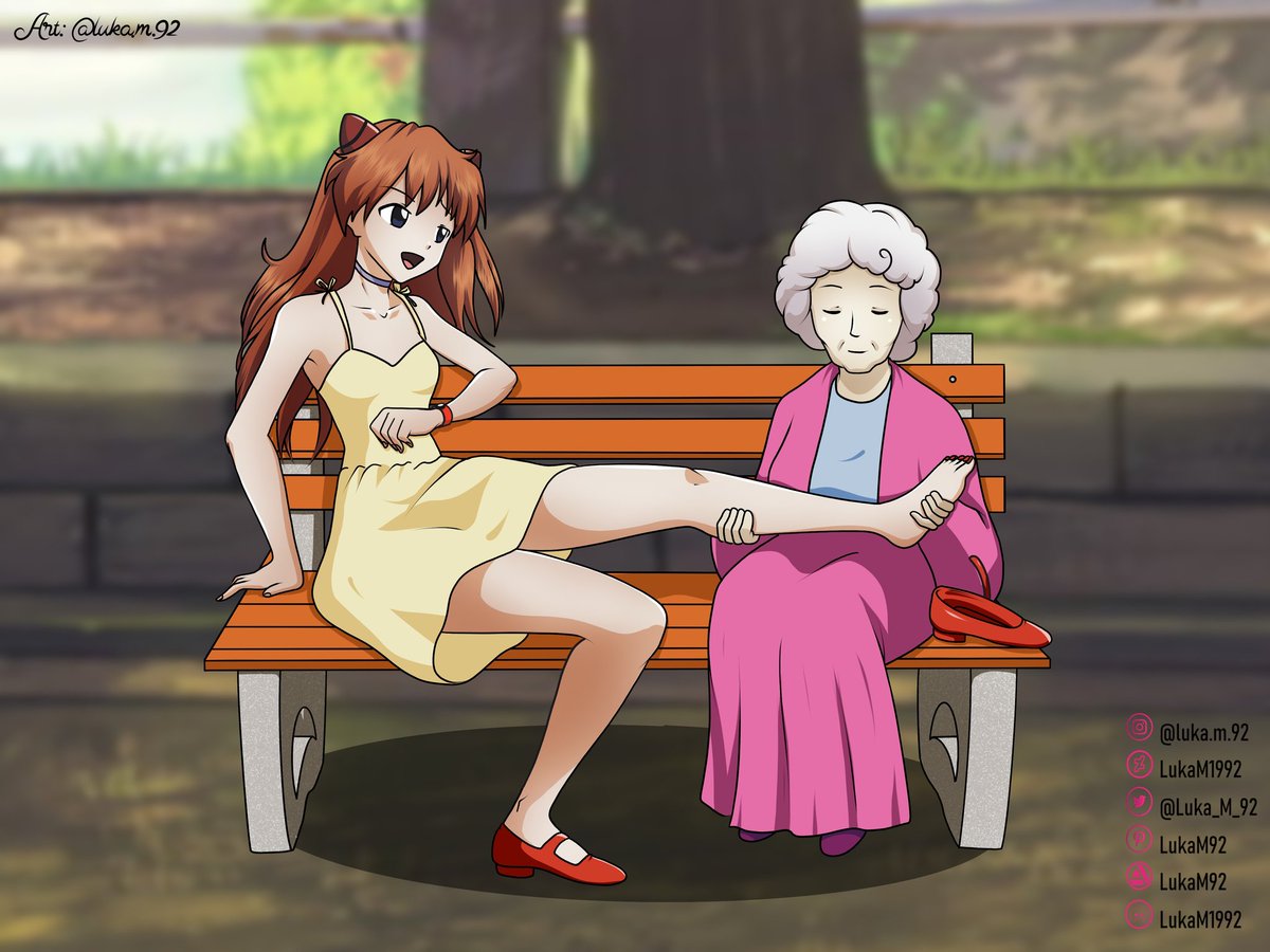 Asuka Langley and Old Lady