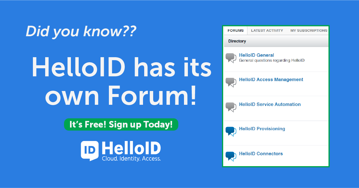 Tools4ever's tweet image. Did you know... HelloID has its own forum!? You can ask questions, exchange experiences, and discuss HelloID with fellow users &amp;amp; our consultants. The forum is free and insightful for everyone, including non-registered users. Check it out today!

forum.helloid.com