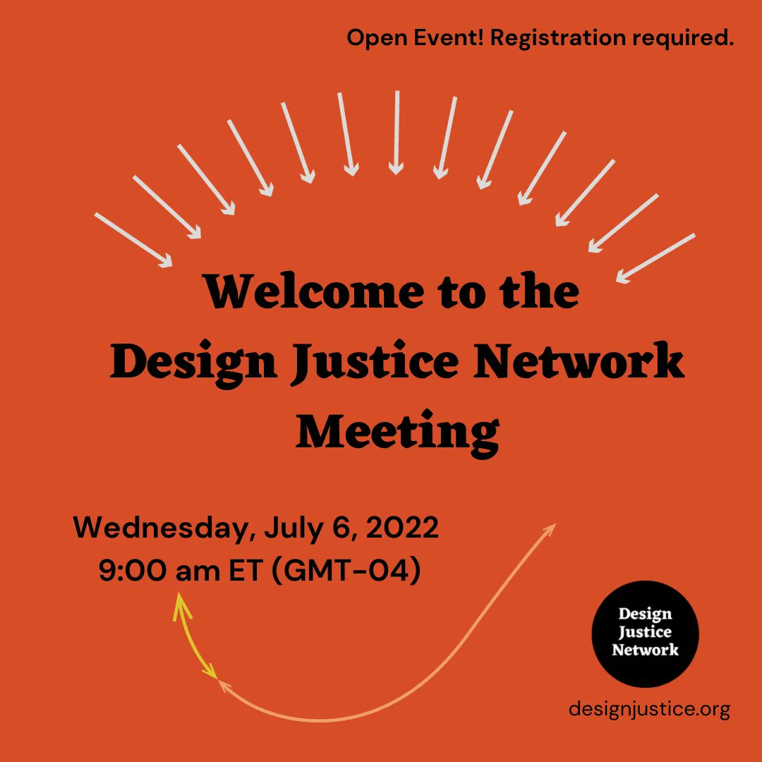 design__justice's tweet image. Our next Welcome to the #DesignJustice Network Session: Wed. July 6, AT 9am ET (GMT-04) This event is public - Registration required  buff.ly/3QWRhNC
#DesignJusticeNews #DesignJusticeSpotlight #DJNprinciples #DJN #DJNhistory #DesignJusticeMember #DesignJusticeNetwork