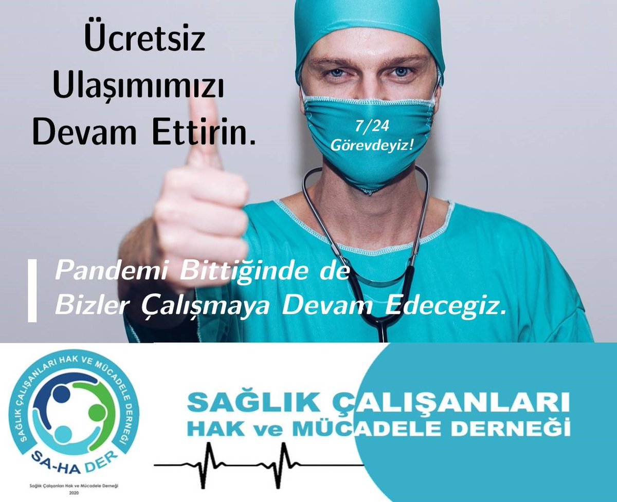 Aldığımız maaş yol masrafını karşılamaya yetmiyor.
Pandemi bitti, sağlıkçının iş yükü bitmedi. 30 Haziran da süresi biten ücretsiz ulaşım uygulamasının devamını talep ediyoruz. Tüm Sağlık Camiasını bulunduğu ili etiket ederek twit atmaya davet ediyoruz #SağlıkçıyaÜcretsizUlaşım