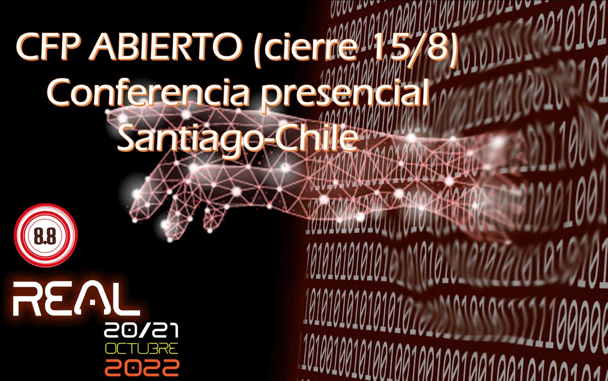 Atención #Hackers y Comunidad de #Ciberseguridad, esta abierto el #CFP de #8punto8Real, que será el 20 y 21 de Octubre en Santiago de Chile, si eres seleccionada(o), cubrimos pasajes, estadía y fiesta, los esperamos!!!! 🏴‍☠️🏴‍☠️🏴‍☠️

easychair.org/cfp/8dot8-2022