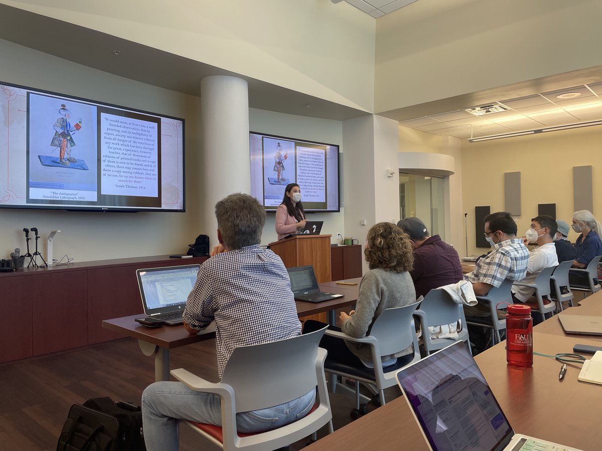AdrianFinucane's tweet photo. In the second half of the Revolution in Books Summer Institute, our participants learned about republication from @LDiCuirci, constructed their own books, and gave brilliant presentations about teaching with books!
#revinbooks @NEHgov @FAULibraries @FAUHistoryDept https://t.co/JEf5EFi0fV
