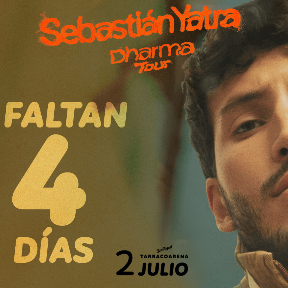 TCMusic9's tweet photo. 4️⃣días para que #DharmaTour llegue a @tarracoarena . ¿Preparadxs? 

Entradas➡️ https://t.co/fx0kr2BV5P

#sebastianyatra #dharmatour #tcmusic #tarragona #culturatarragona #tarragonaturisme https://t.co/oHaq6YpHRH