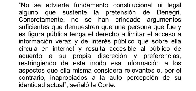 Desde mi punto de vista, el fallo Denegri es correcto, es tan básico como que nadie puede alegar su propia