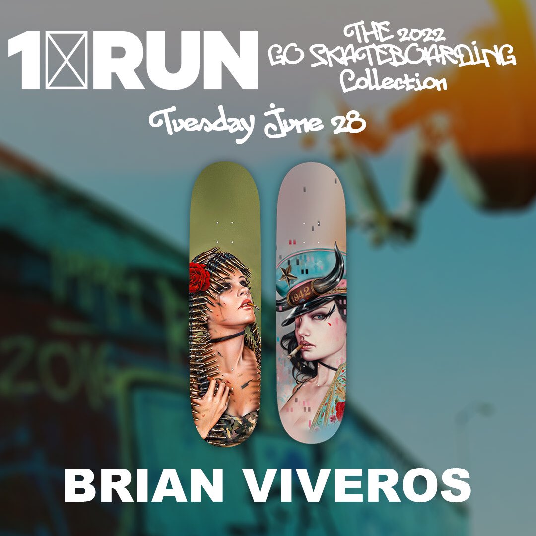 VIVEROS x 1XRUN LTD SKATE DECKS NOW AVAILABLE‼️ at 1xrun.com 
Happy ‘Go Skate’ Day🛹🪖💥 #goskate