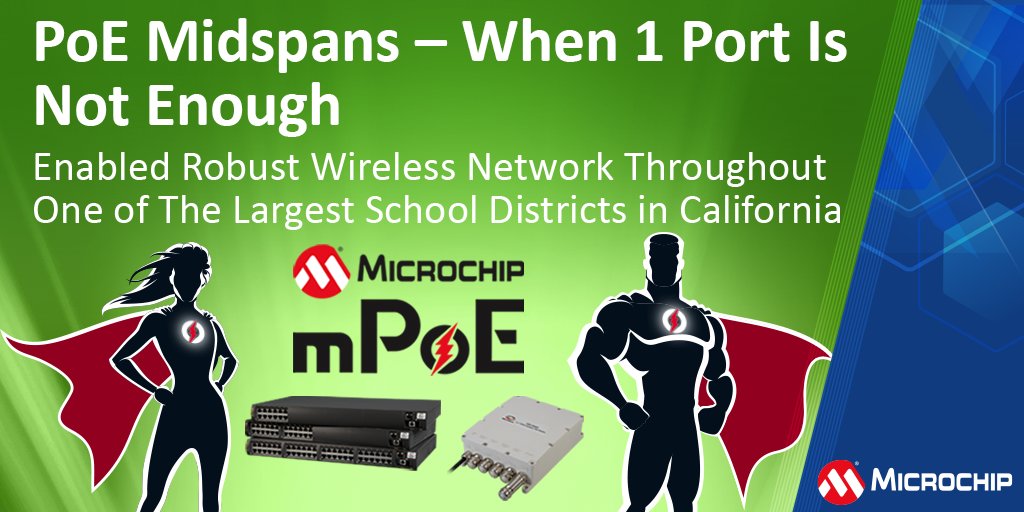 MicrochipTech's tweet image. Our multiport midspans power robust wireless networks across all 67 campus locations of one of the largest school districts in California. Learn more: mchp.us/3MRa22L. #wifi #midspans #multiport #poe