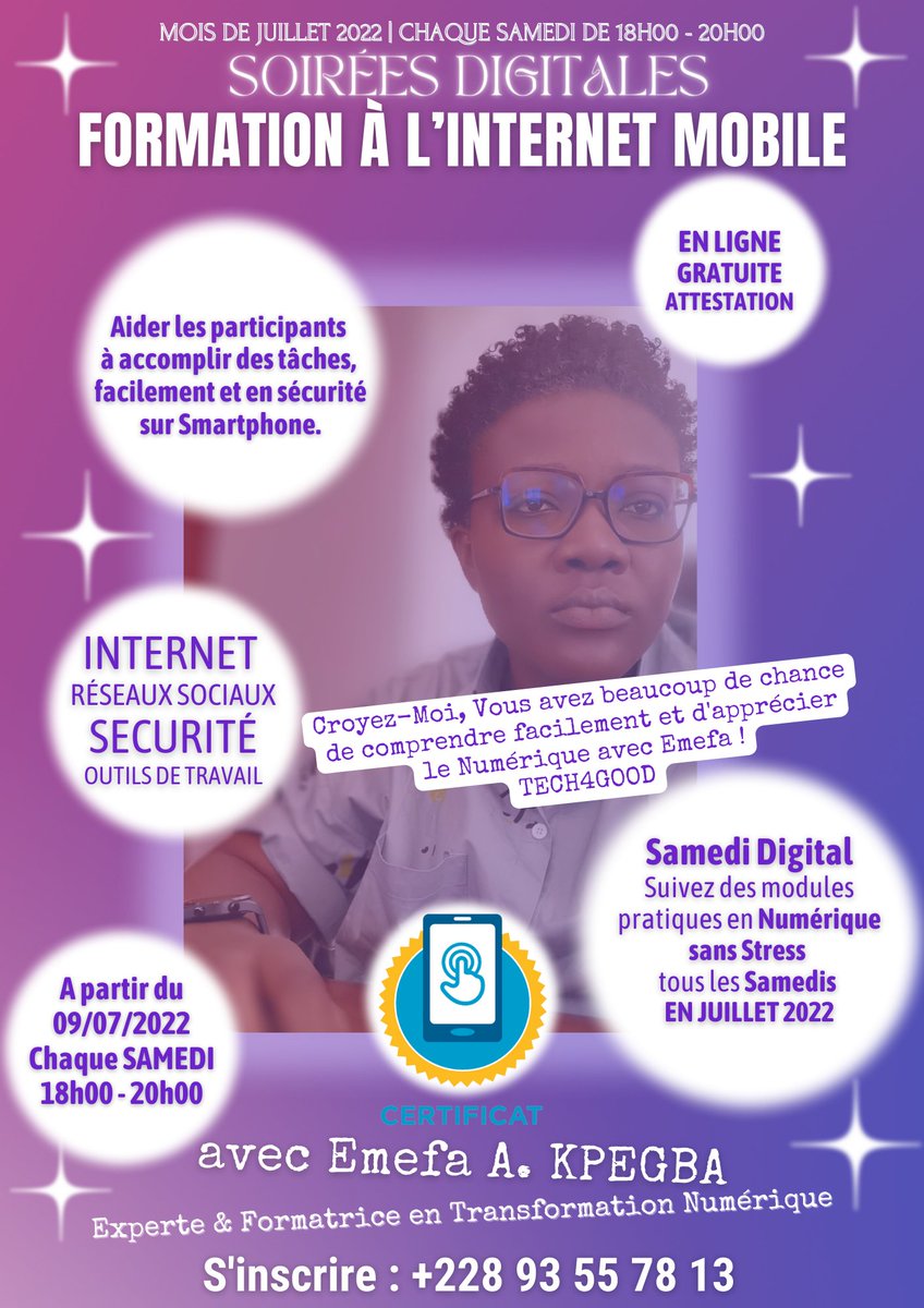 emefakpegba's tweet photo. #FORMATION GRATUITE - Rien n'est encore joué, vous avez toujours besoin de renforcement de capactités en compétences digitales. Avoir la maîtrise du SMARTPHONE ou encore d'INTERNET à des fins bénéfiques est UN PLUS.
Inscription : https://t.co/LOeBl6fQPJ
#INTERNET #Mobile #Digital https://t.co/4ZQQAmwWLg