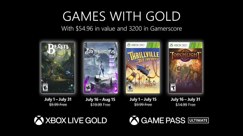 Xbox Live Games with Gold July 2022