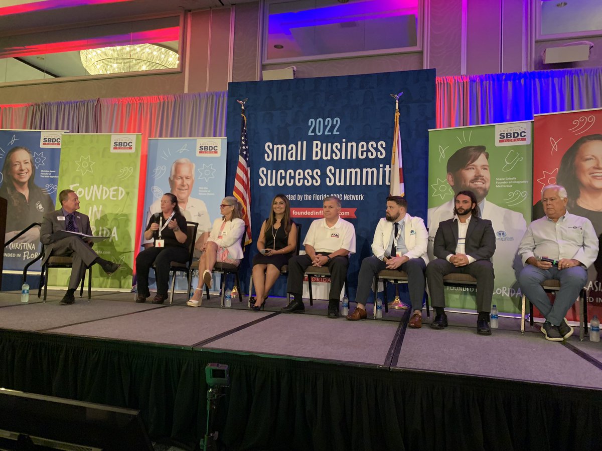 FloridaSBDCN's tweet photo. We are so excited to unveil a new campaign to highlight some of the most important heroes in our state - Florida’s small business founders - at our 2022 Small Business Success Summit and have them discuss their journeys and insights on a panel conversation today. https://t.co/Du229zjbka