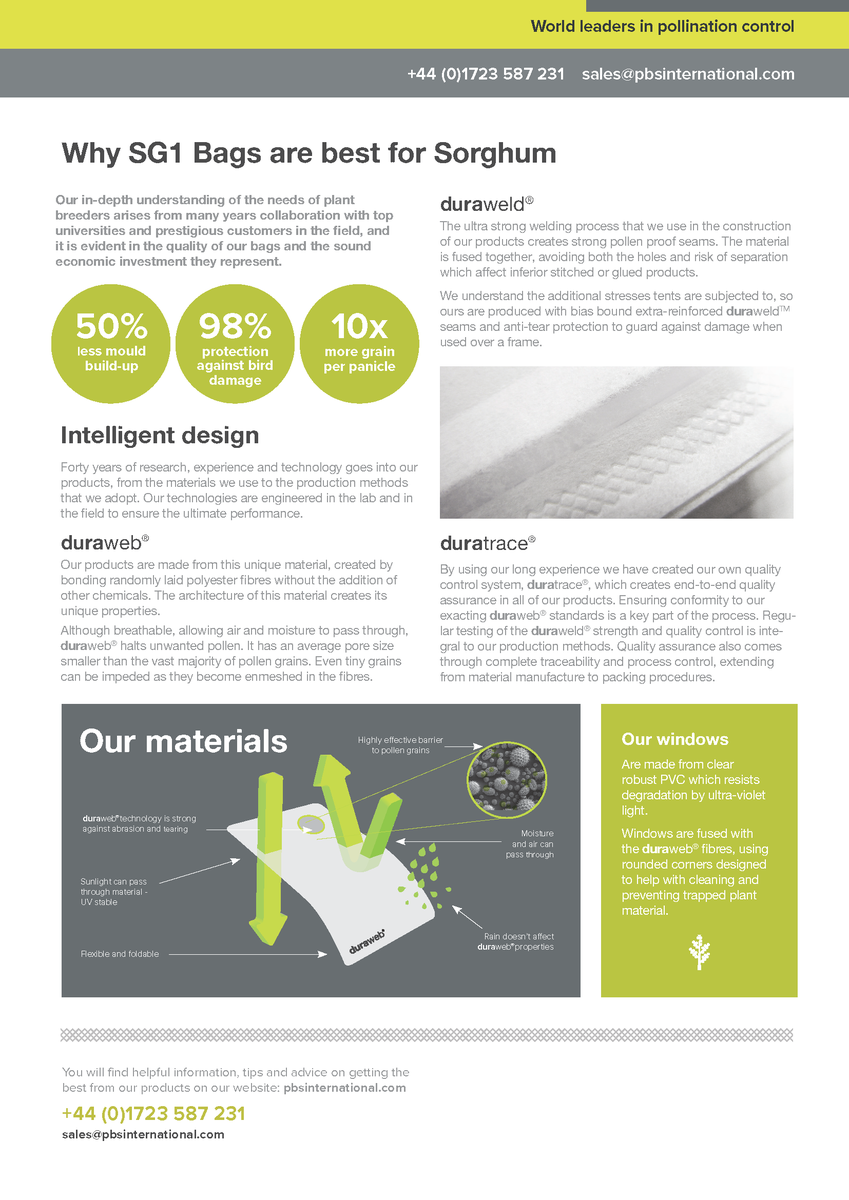 NESorghum's tweet photo. (1/2) Check out this awesome brochure from friends of the #SorghumArmy across the Pond, at @pbs_int. PBSI is a #leader in #reusable bag technology that protects against #birddamage and #crosspollination in #sorghum. #Nebraska Sorghum is excited to meet the PBS team in in August! https://t.co/7RzgrQHQoO