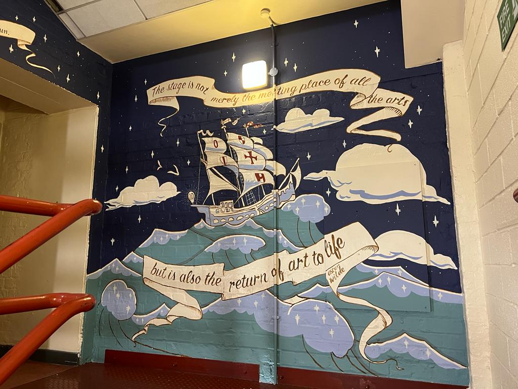 LiverpoolEmpire's tweet photo. Want to be in on a secret...? 🤫

Thanks to the Cultural Recovery Fund, we're getting a mural painted backstage, to inspire performers, students and staff that visit the venue! 🎨

From past shows, to legendary performers it will be packed with our history! 🤩 Watch this space! https://t.co/yX50IYmYrE