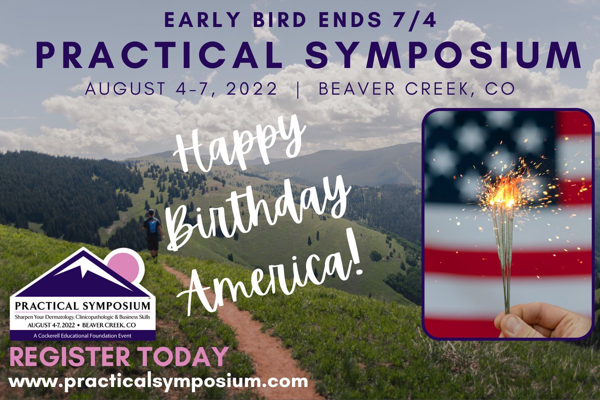 YourAcademy101's tweet photo. Join us in Beaver Creek for the '22 Practical Symposium.  The Early Bird discount ends on 7/4.
@AADskin #AOCD @Pathology  @JMGardnerMD @Pathologists https://t.co/9HHFHrRHYf